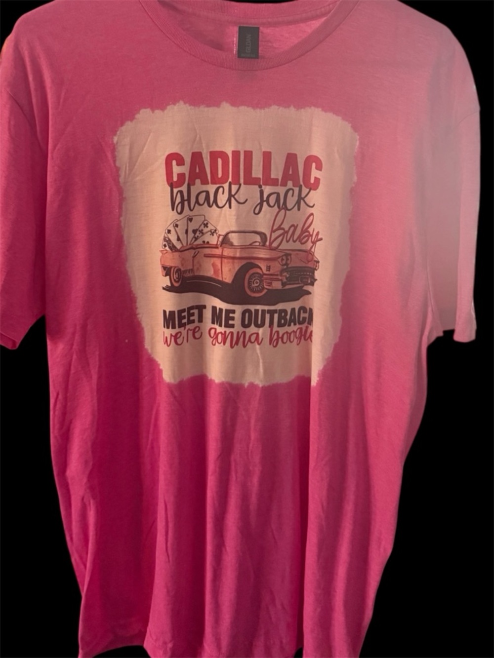 Graphic Pink T-Shirt - Black Jack Cadillac country soft bleached tee shirt